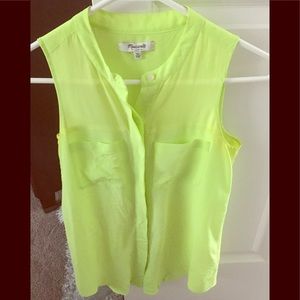 Madewell Silk top bright yellow XS